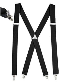 Mens Elastic X Back No Slip"Pin Clip" Straight Clip Suspenders -Sizes 46" & 54"