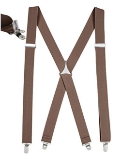 Mens Elastic X Back No Slip"Pin Clip" Straight Clip Suspenders -Sizes 46" & 54"