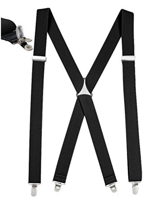 Hold'Em Mens Elastic X Back No Slip"Pin Clip" Straight Clip Suspenders -Sizes 46" & 54"