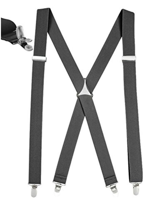 Hold'Em Mens Elastic X Back No Slip"Pin Clip" Straight Clip Suspenders -Sizes 46" & 54"