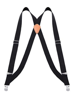 Buyless Fashion Trucker Suspenders for Men - 48" Elastic Adjustable Straps 1 1/4" - X Back