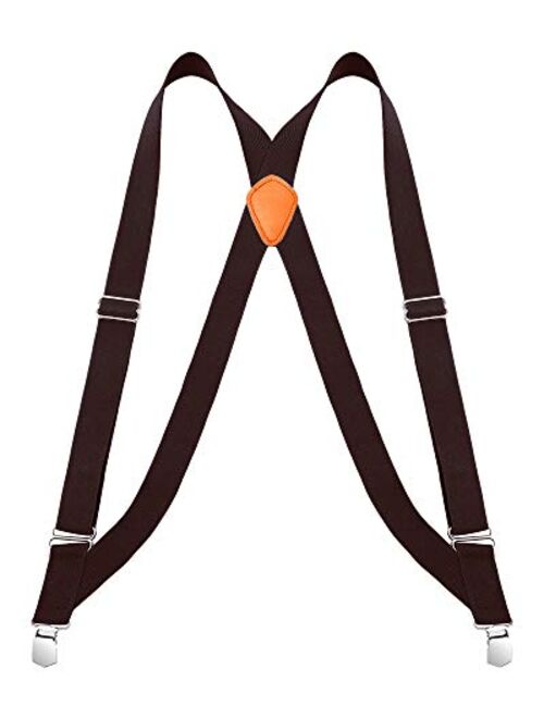 Buyless Fashion Trucker Suspenders for Men - 48" Elastic Adjustable Straps 1 1/4" - X Back