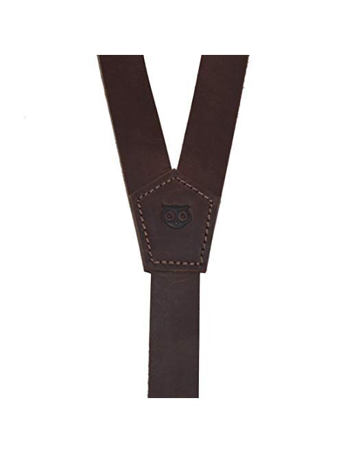 Hide & Drink, Rustic Leather Y Suspenders, Wedding & Party Essentials, Easy Fit With 8 Adjustable Holes, Medium (5 ft 3 in. to 5 ft 9 in.) Handmade Includes 101 Year Warr