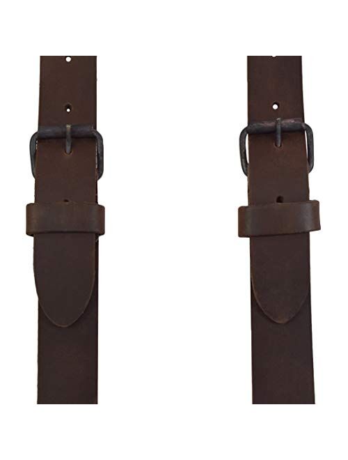 Hide & Drink, Rustic Leather Y Suspenders, Wedding & Party Essentials, Easy Fit With 8 Adjustable Holes, Medium (5 ft 3 in. to 5 ft 9 in.) Handmade Includes 101 Year Warr