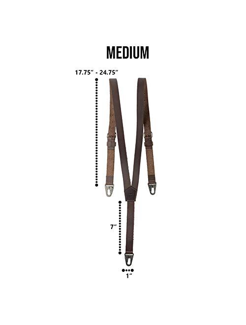 Hide & Drink, Rustic Leather Y Suspenders, Wedding & Party Essentials, Easy Fit With 8 Adjustable Holes, Medium (5 ft 3 in. to 5 ft 9 in.) Handmade Includes 101 Year Warr