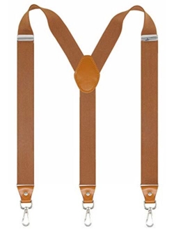 Doloise Mens Suspenders with 3 Swivel Hooks Belt Loops 1.4 Inch Wide Heavy Duty Adjustable Braces