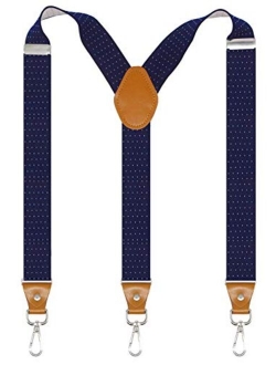 Doloise Mens Suspenders with 3 Swivel Hooks Belt Loops 1.4 Inch Wide Heavy Duty Adjustable Braces