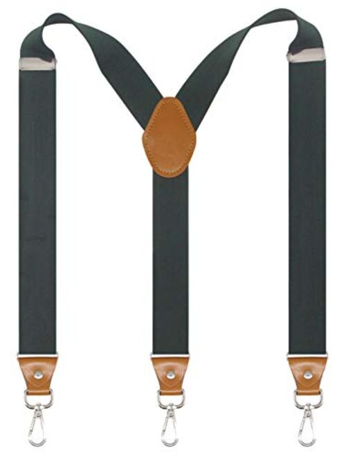 Doloise Mens Suspenders with 3 Swivel Hooks Belt Loops 1.4 Inch Wide Heavy Duty Adjustable Braces