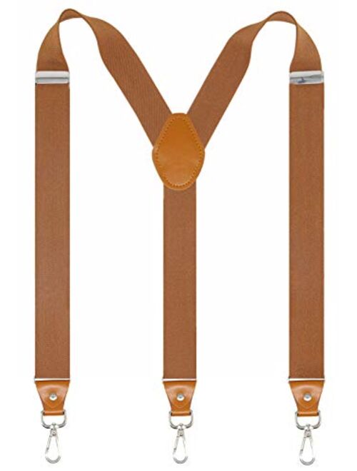 Doloise Mens Suspenders with 3 Swivel Hooks Belt Loops 1.4 Inch Wide Heavy Duty Adjustable Braces