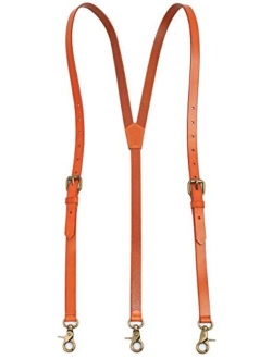 ROCKCOW Mens Genuine Leather Suspenders Y-Back Adjustable Belt Loop Suspenders Great for Casual,wedding & Formal Even