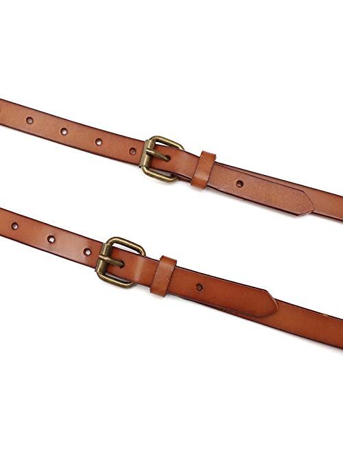ROCKCOW Mens Genuine Leather Suspenders Y-Back Adjustable Belt Loop Suspenders Great for Casual,wedding & Formal Even