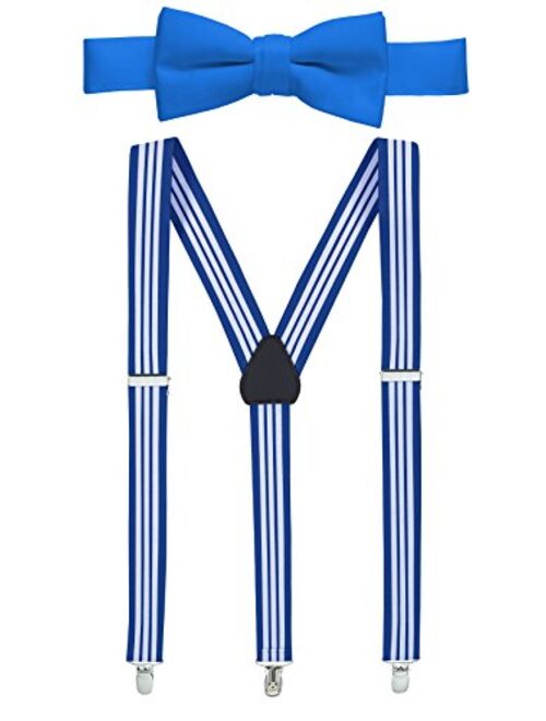 Hold'Em Hold’Em 1" Teens & Men Suspender and Bow Tie Set EXTRA STURDY POLISHED CLIPS, Pre-tied Bow Tie, Perfect for Tuxedo