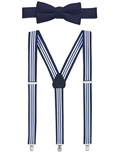 Hold'Em Hold’Em 1" Teens & Men Suspender and Bow Tie Set EXTRA STURDY POLISHED CLIPS, Pre-tied Bow Tie, Perfect for Tuxedo