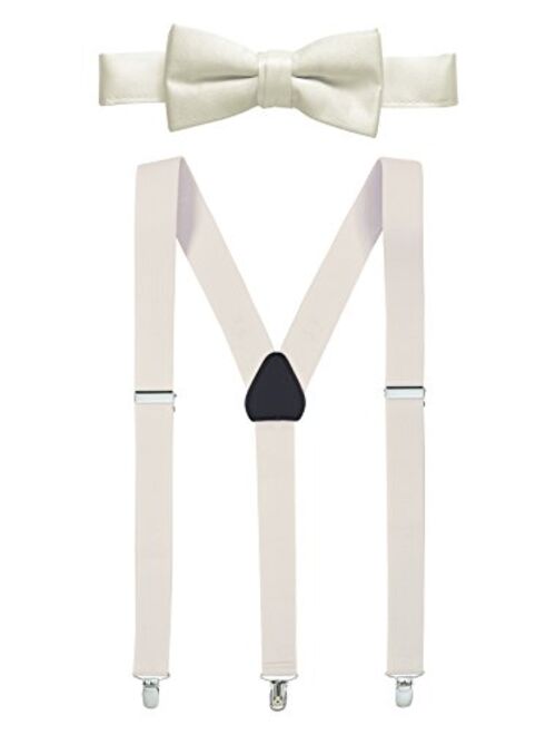 Hold'Em Hold’Em 1" Teens & Men Suspender and Bow Tie Set EXTRA STURDY POLISHED CLIPS, Pre-tied Bow Tie, Perfect for Tuxedo