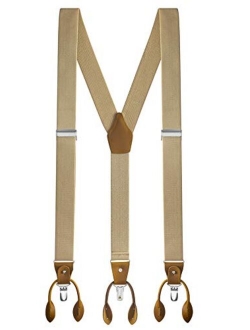 Buyless Fashion Suspenders For Men - 48" Adjustable Straps 1 1/4" - Y Back With Clips And Buttons