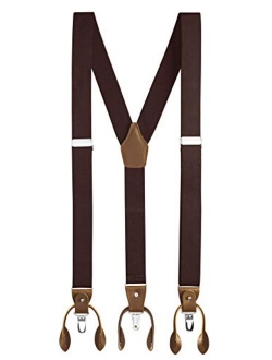 Buyless Fashion Suspenders For Men - 48" Adjustable Straps 1 1/4" - Y Back With Clips And Buttons