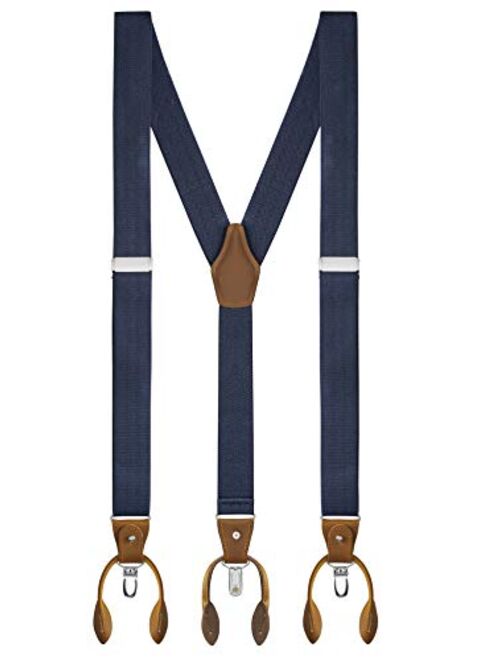 Buyless Fashion Suspenders For Men - 48" Adjustable Straps 1 1/4" - Y Back With Clips And Buttons