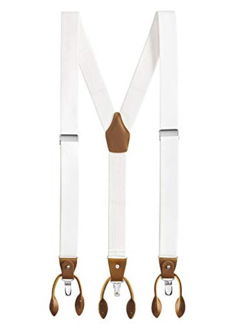 Buyless Fashion Suspenders For Men - 48" Adjustable Straps 1 1/4" - Y Back With Clips And Buttons