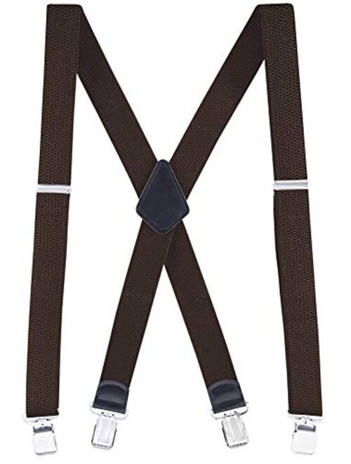 Buyless Fashion Textured Suspenders for Men - 48" Adjustable Straps 1 1/2" - X Back with Metal Clips