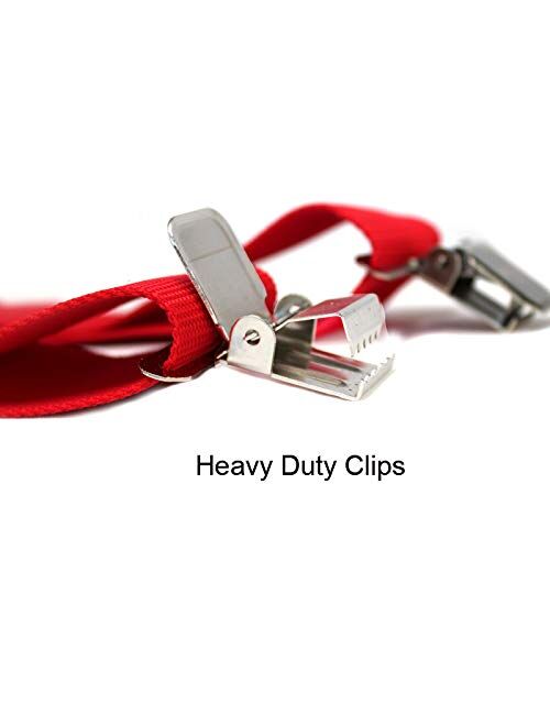 Mens Suspenders 2" Wide Adjustable and Elastic Braces X Shape with Very Strong Clips - Heavy Duty (RED)
