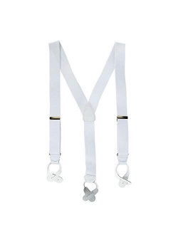 CTM Men's Elastic Button End Suspenders