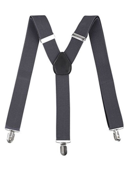 Livingston Unisex Vintage-Style Clip-On Adjustable Full Elastic Suspenders for Pants Skirts Shorts