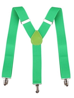 Livingston Unisex Vintage-Style Clip-On Adjustable Full Elastic Suspenders for Pants Skirts Shorts