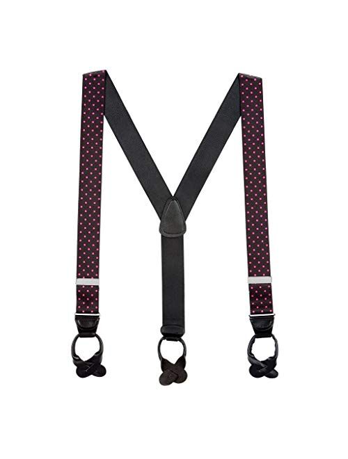 SuspenderStore Men's 1.5-Inch Wide BUTTON Suspenders: Stripes, Dots, Checks