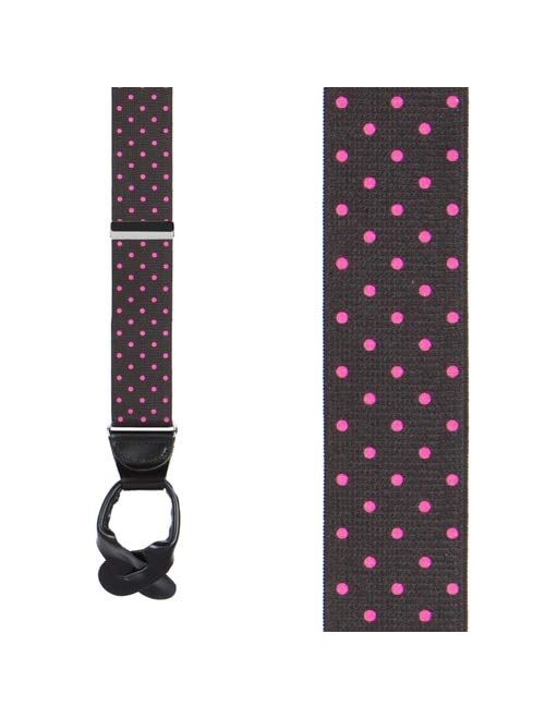 SuspenderStore Men's 1.5-Inch Wide BUTTON Suspenders: Stripes, Dots, Checks