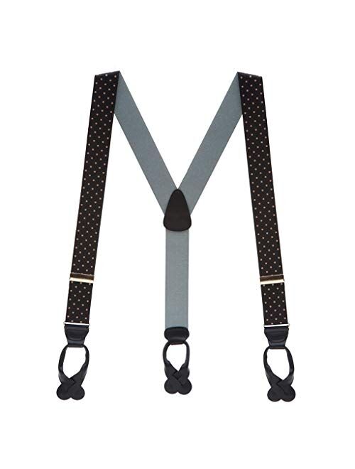 SuspenderStore Men's 1.5-Inch Wide BUTTON Suspenders: Stripes, Dots, Checks