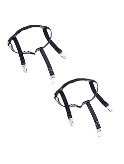 Shirt Stays for Men Shirt Holders with Non-slip Locking Clamps Garters Suspenders Adjustable Elastic Straps