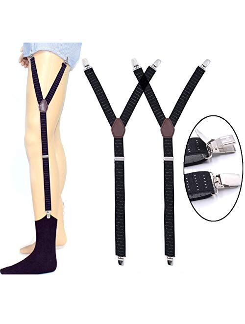 Shirt Stays for Men Shirt Holders with Non-slip Locking Clamps Garters Suspenders Adjustable Elastic Straps