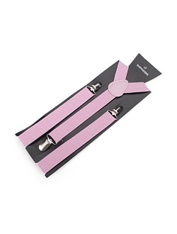 TopTie Unisex Suspenders Solid Color Y-Back Clip Suspender - 1 Inch Wide