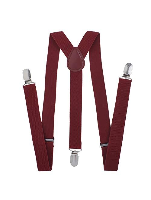 TopTie Unisex Suspenders Solid Color Y-Back Clip Suspender - 1 Inch Wide