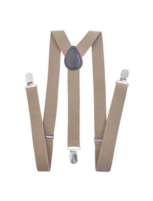 TopTie Unisex Suspenders Solid Color Y-Back Clip Suspender - 1 Inch Wide