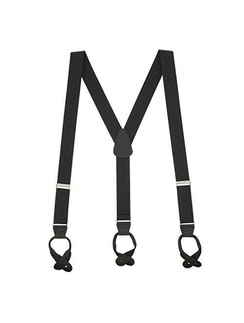 MENDENG Men's Suspenders Braces Leather Strap Father/Husband's Gift 6  Buttons