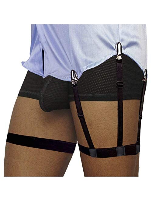 Mens Shirt Stays Military Adjustable Elastic Garter Straps Sock Non-slip Clamps