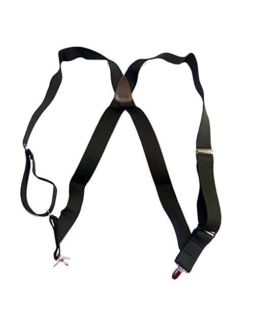 Holdup Black Trucker Style Hip-clip X-back Suspenders with patented no-slip silver-tone clips