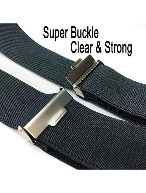 Men's X-Back 1.4 Inches Wide Heavy Duty Clips Adjustable Suspenders