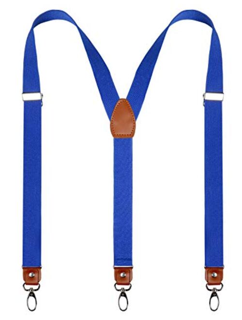 Alizeal Mens 1 Inch Suspender with Leather Joint and 3 Swivel Hooks