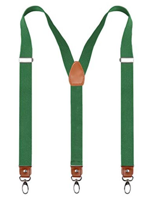 Alizeal Mens 1 Inch Suspender with Leather Joint and 3 Swivel Hooks