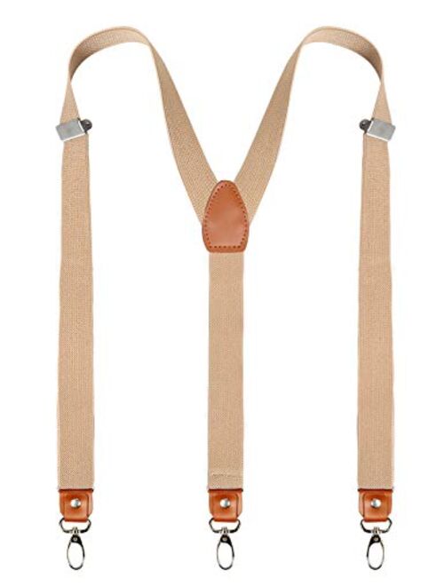 Alizeal Mens 1 Inch Suspender with Leather Joint and 3 Swivel Hooks