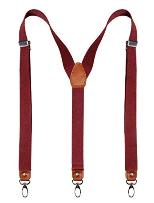 Alizeal Mens 1 Inch Suspender with Leather Joint and 3 Swivel Hooks