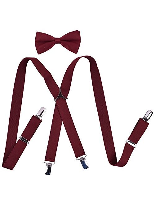 YJDS Men's Boys' Suspenders and Bow Tie Sets Adjustable X Back