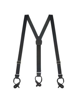 SuspenderStore Men's Leather Suspenders - 1-Inch Wide - Button