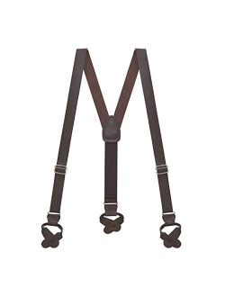 SuspenderStore Men's Leather Suspenders - 1-Inch Wide - Button