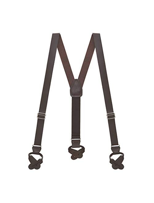 SuspenderStore Men's Leather Suspenders - 1-Inch Wide - Button