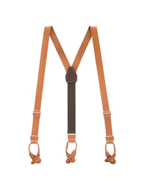 SuspenderStore Men's Leather Suspenders - 1-Inch Wide - Button