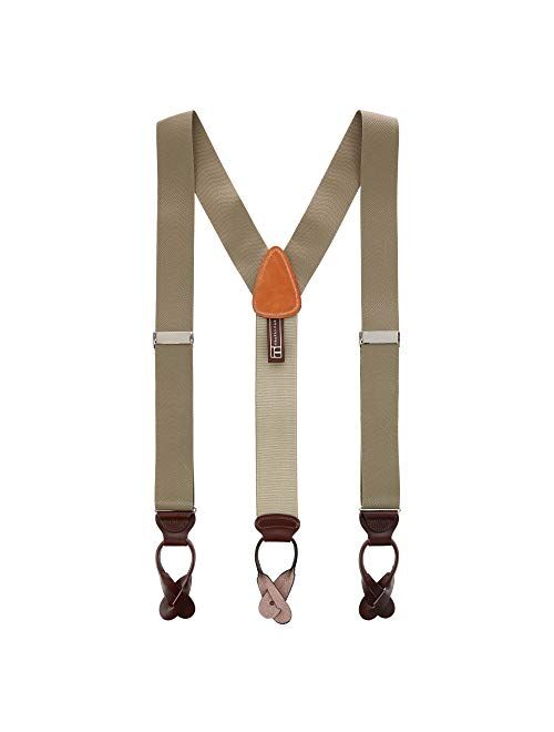 Trafalgar Men's Hudson Solid Button End Braces (Suspenders)