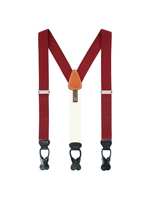 Trafalgar Men's Hudson Solid Button End Braces (Suspenders)